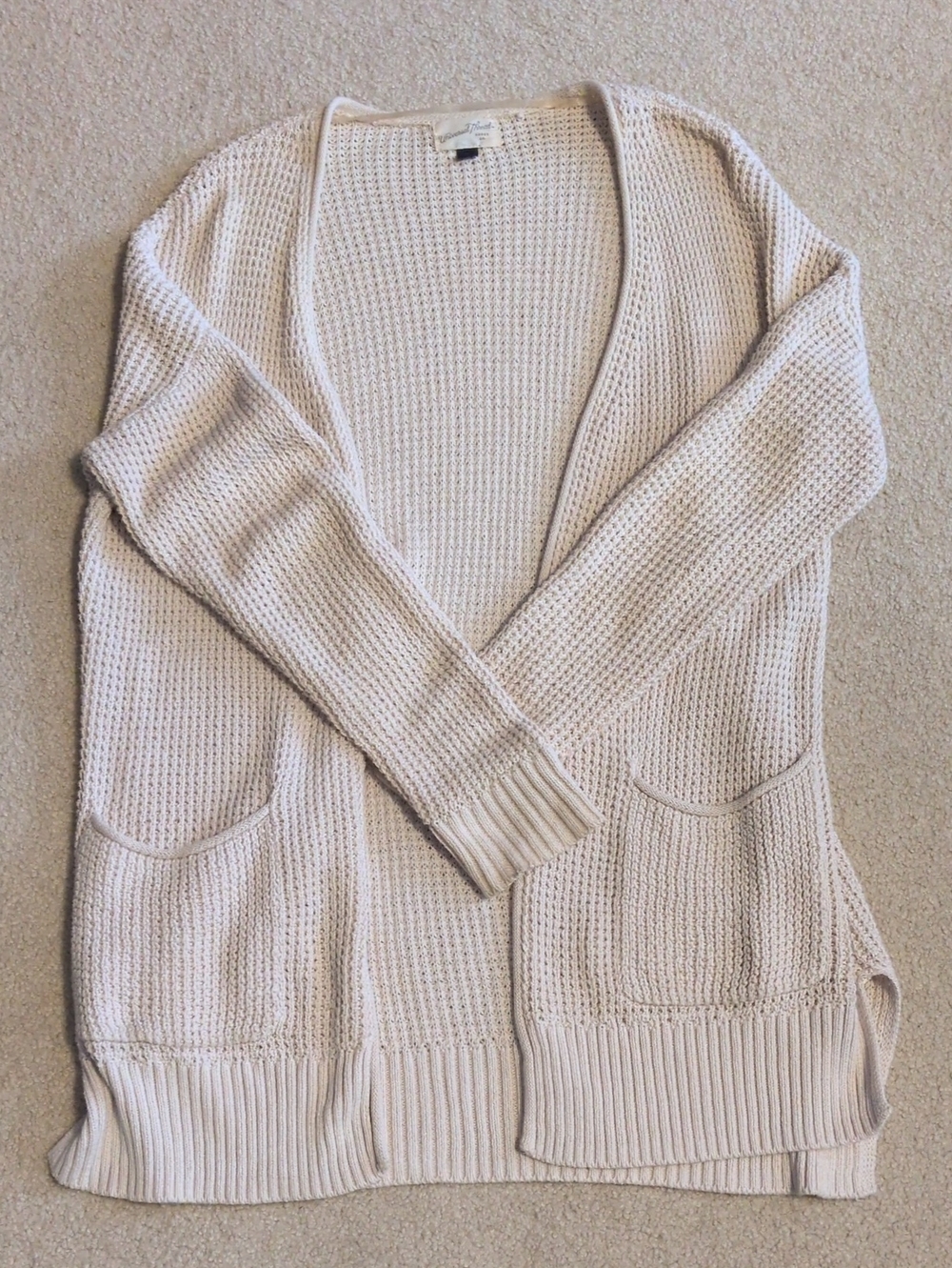 Universal Thread Cream Open-Front Waffle Cardigan